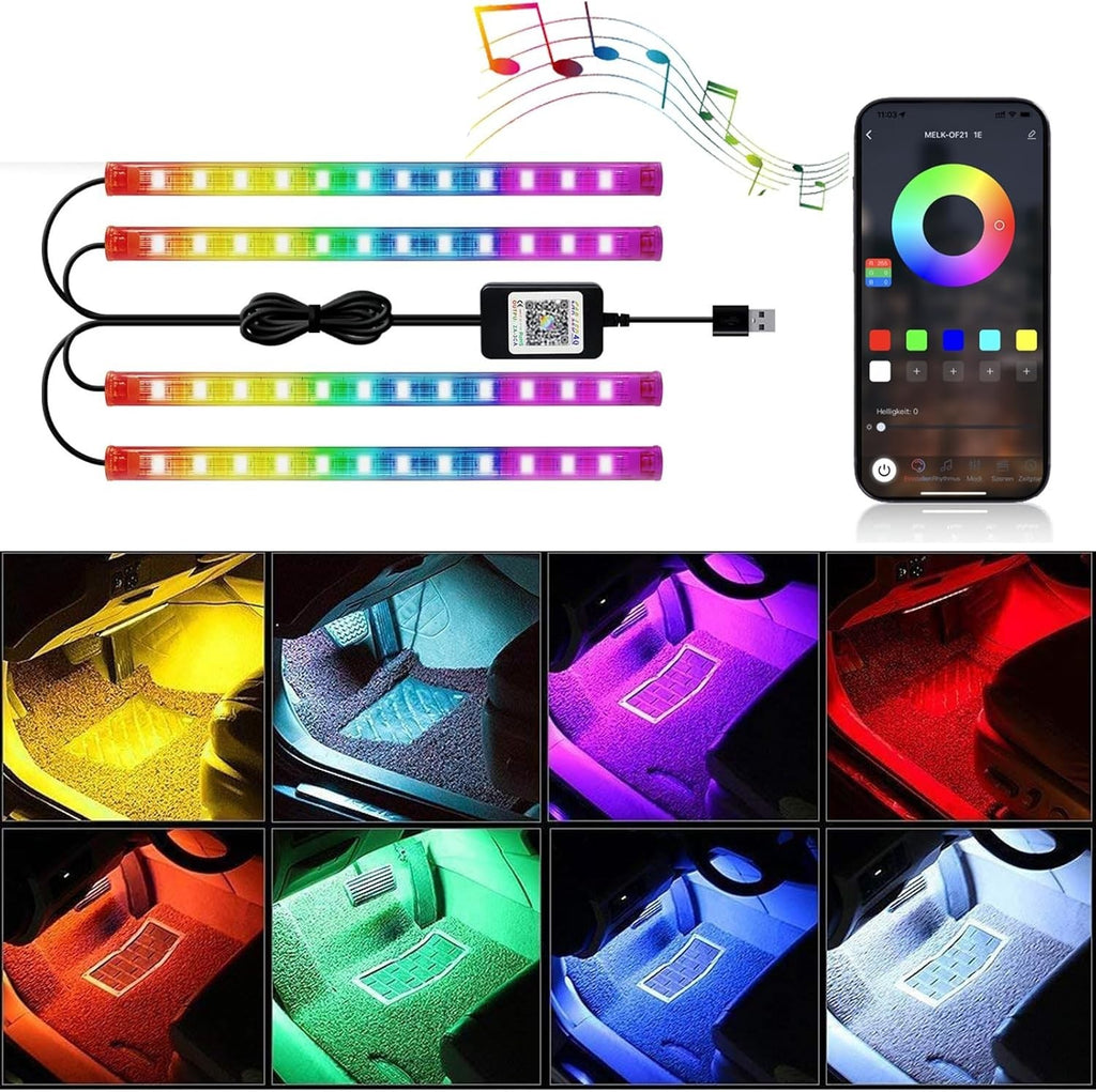 Letrade Interior Car LED Light Strip Music Sound Activated App Control New