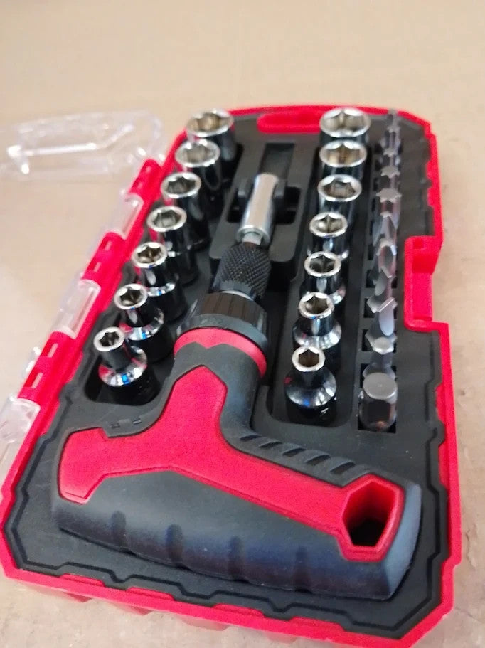 Amazon Basics 27 Piece Ratchet Screwdriver Set Magnetic T Handle 3 Way New
