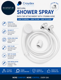 Croydex Secura Shower Head Hose Bath Tap Attachment 1750mm Easy Install Design
