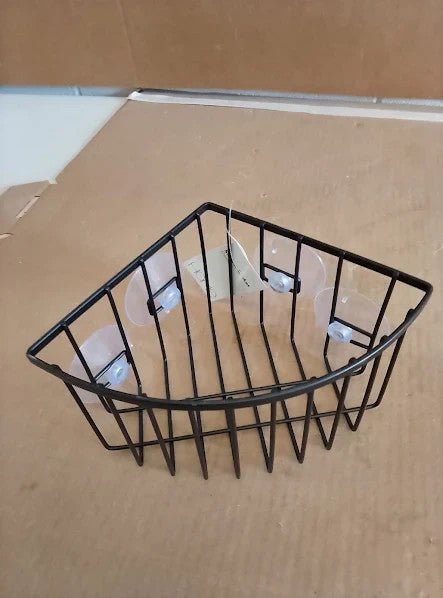 Home In shower Corner Basket Black Self Assembly 10x20.5x15cm New