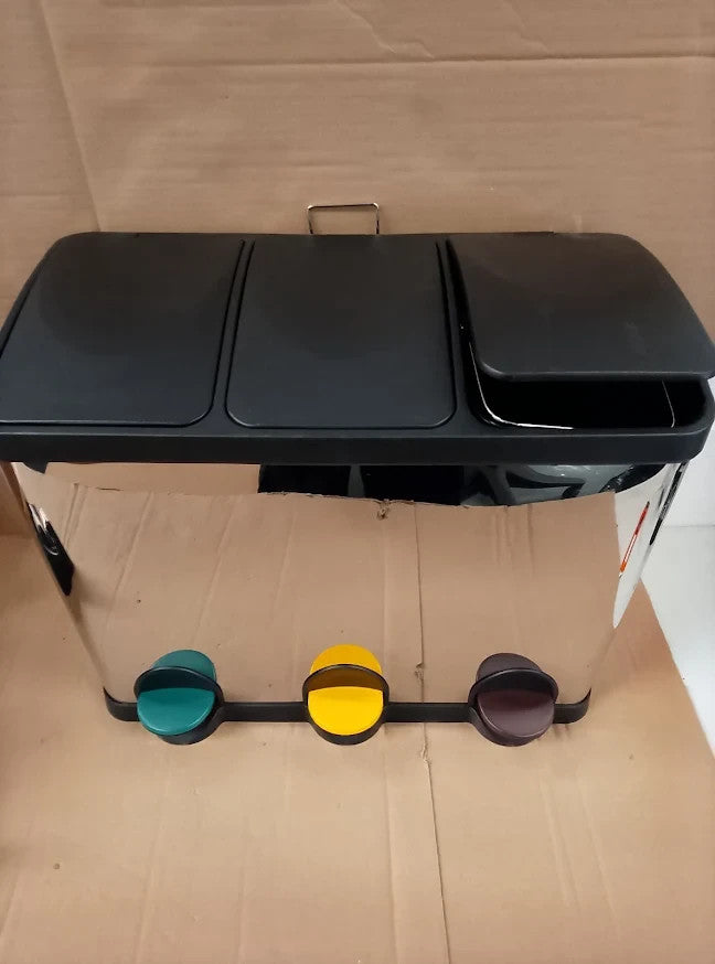 Habitat Triple Compartment Recycling Bin 45 Litre Kitchen Waste Storage Design