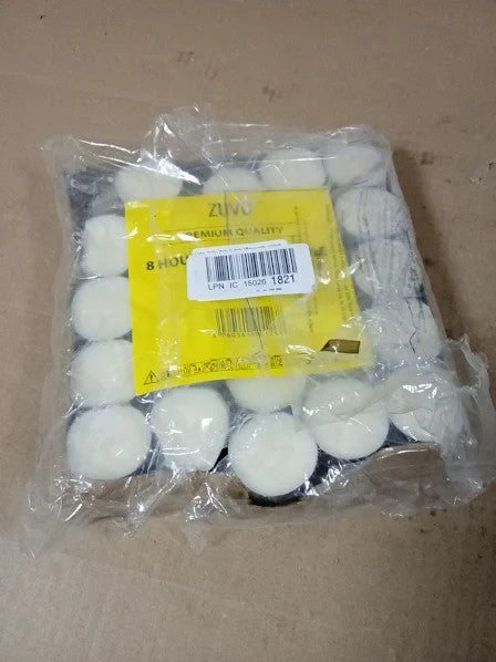 Zuvo 8 Hour Unscented Tea Light Candles 24pc Long Lasting 3.8x2.3cm White New