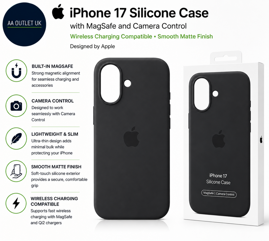 Apple iPhone 17 Silicone Case MagSafe & Camera Control Lightweight Phone Black