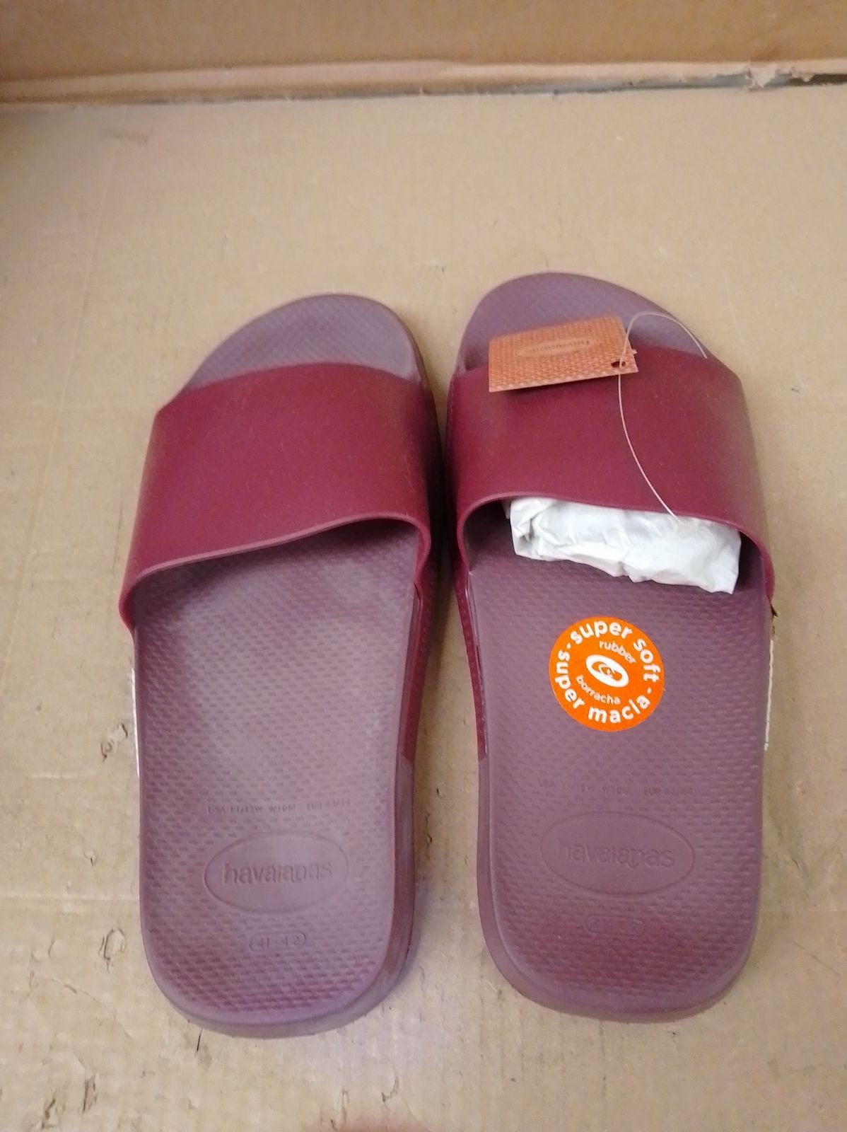 Havaianas Slide Classic Sandals Burgundy Unisex Size 41/42 UK 7/8 Rubber