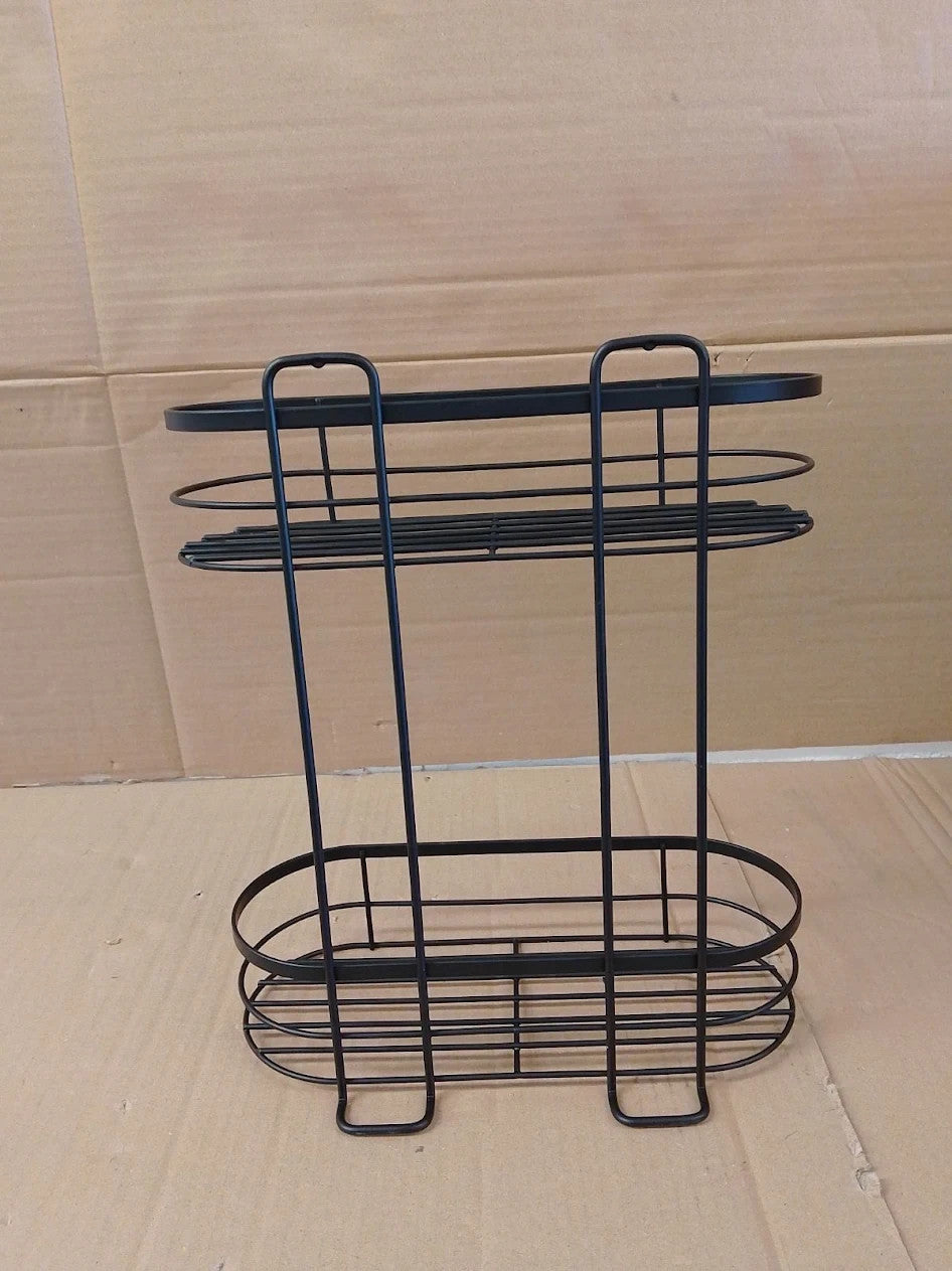 Argos Home Suction Cup Wire 2 Tier Shower Caddy Black Steel 38x13x28cm