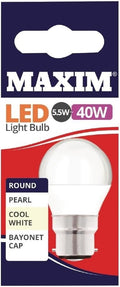Maxim LED Round Bayonet Cap Cool White 5.5W 470 Lumen Pack 10 40MLRBCCW5X New