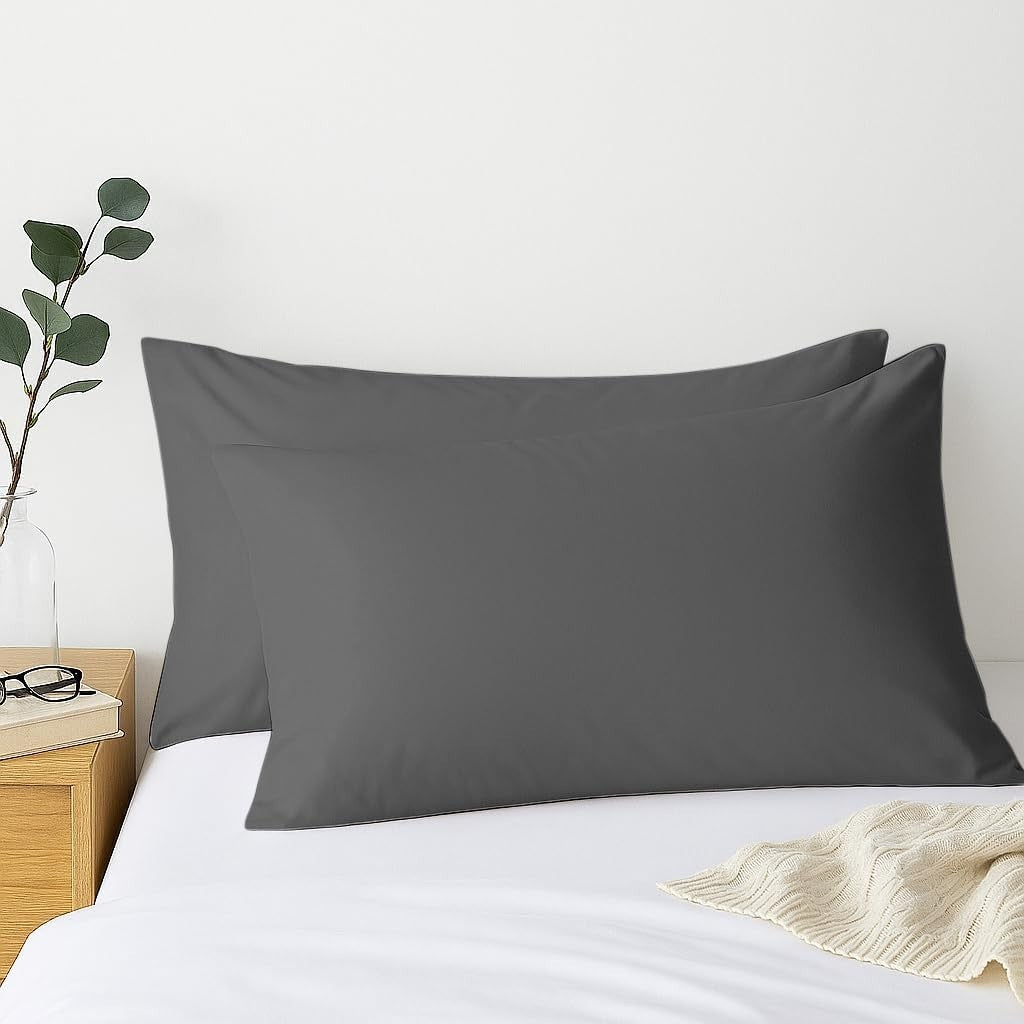 Comfort Beddings 2 Pack Pillowcases 56x79cm Extra Wide Pillow Covers Grey New