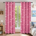 Deconovo Pink Curtains Thermal Insulated Star Printed Blackout 52x63in New