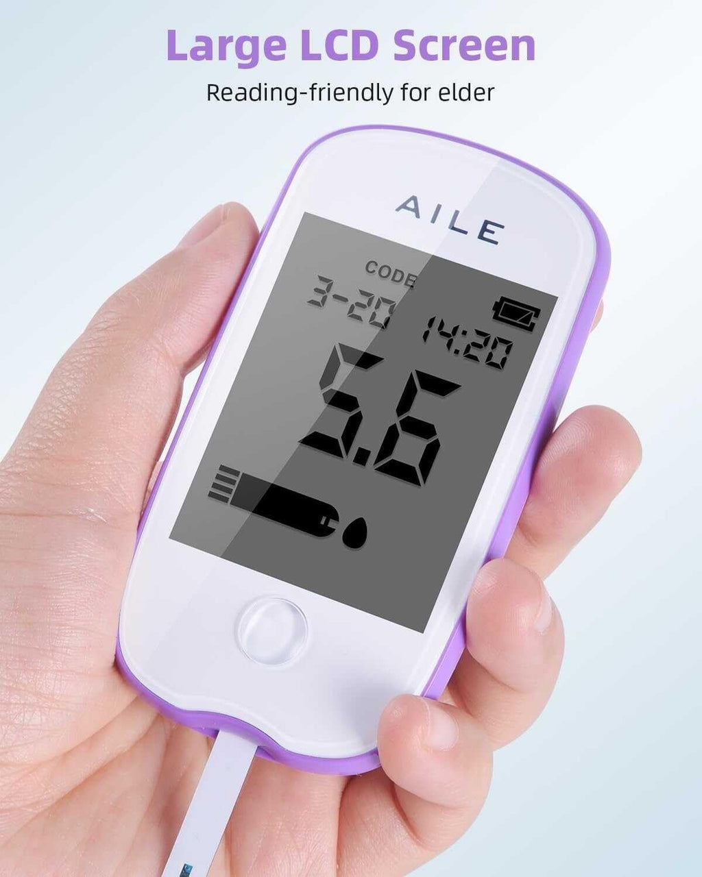 Aile Blood Glucose Test Kit Diabetes Monitor Low Pain Lancing 18x5x16.5cm New