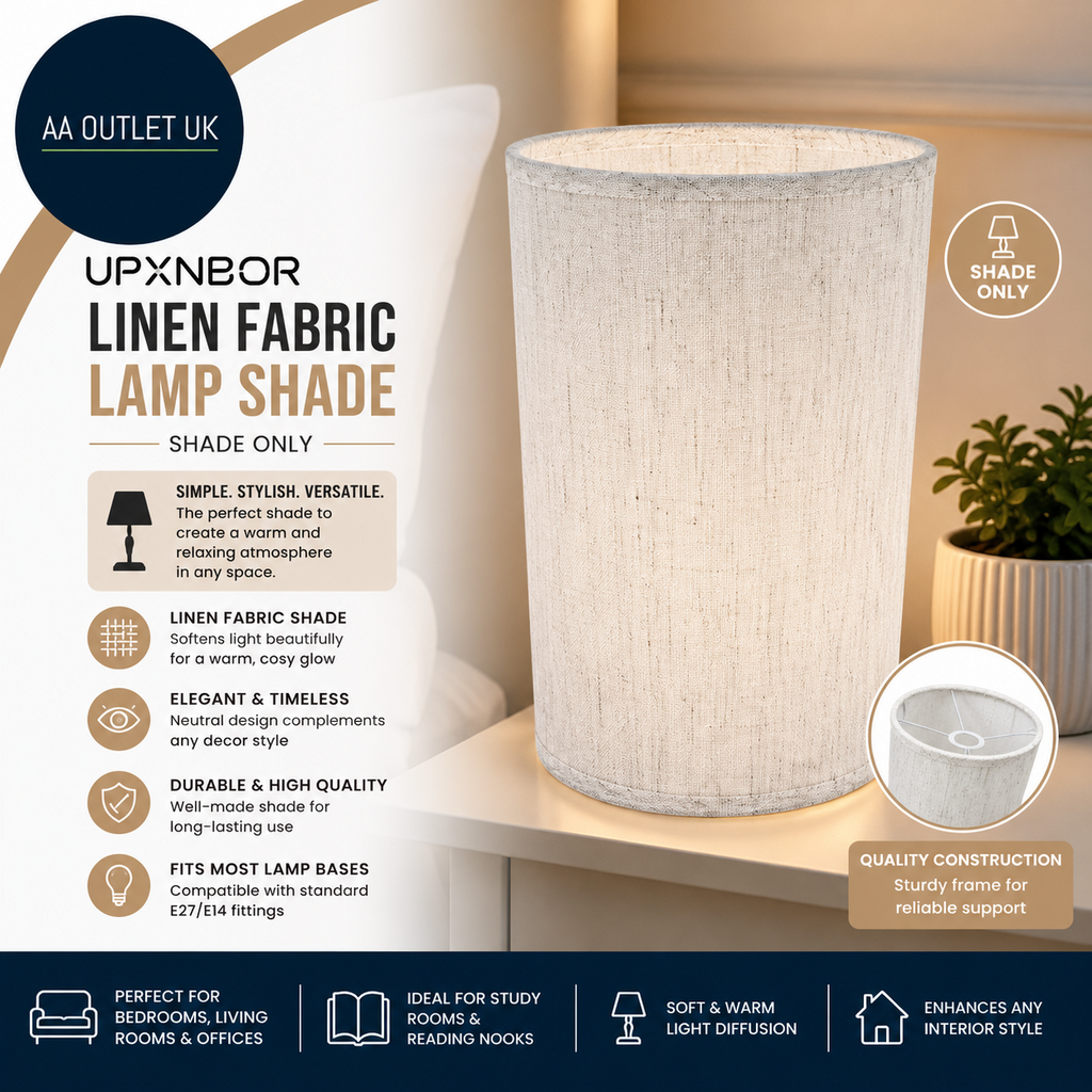 UPXNBOR Bedside Lamps Table Linen Fabric Shade ONLY Bedroom Living Room