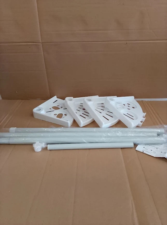 Argos Home Steel Shower Organiser Pole 4 Shelves 244x19.6x19.6cm White New
