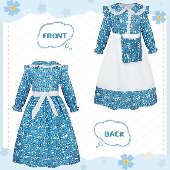Berich Victorian Costume Girl Fancy Dress Floral Kids Halloween 7-9 Years
