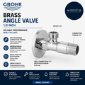 Grohe Brass Angle Valve 1/2in Pre Roughened Connection Thread Easy Sealing