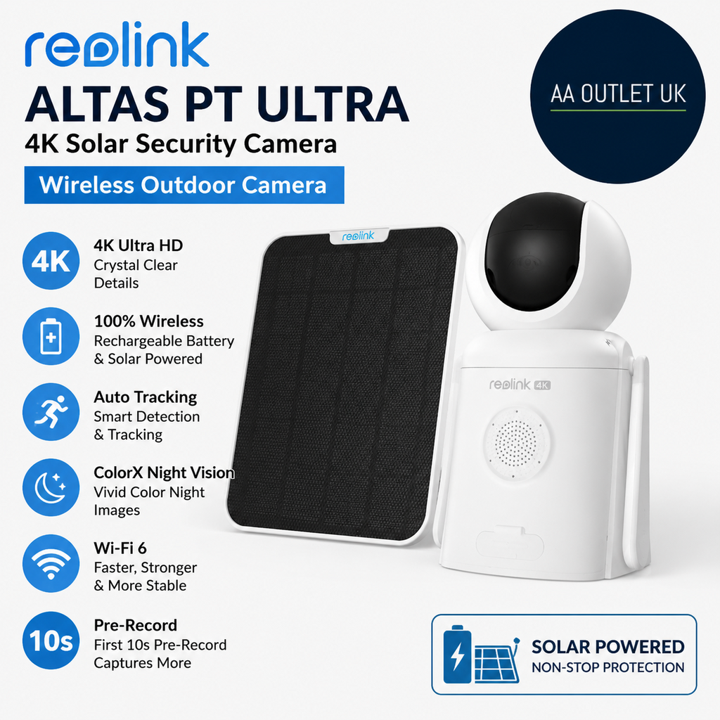 Reolink 4K Solar Camera Outdoor Wireless Altas PT Ultra Solar Panel 20000mAh