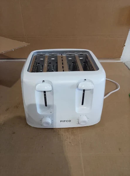 Pifco White Toaster 4 Slice Dual Control 6 Browning Levels 24.8x24.8x16.8cm New
