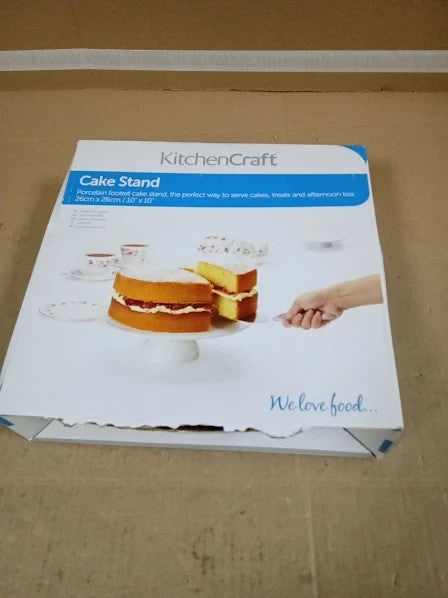 KitchenCraft Sweetly Does It Cake Stand Platter Porcelain White 3.5x3.5x1cm New