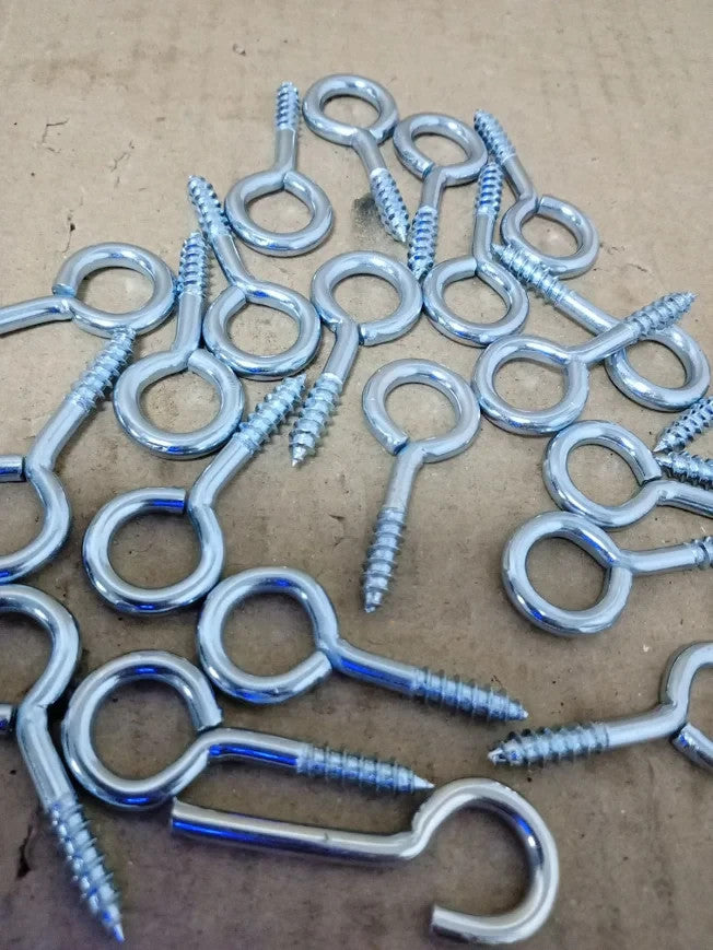 Zinc Plated Screw Eye Hooks Mixed Sizes Hanging Fixings DIY Hardware Lot New