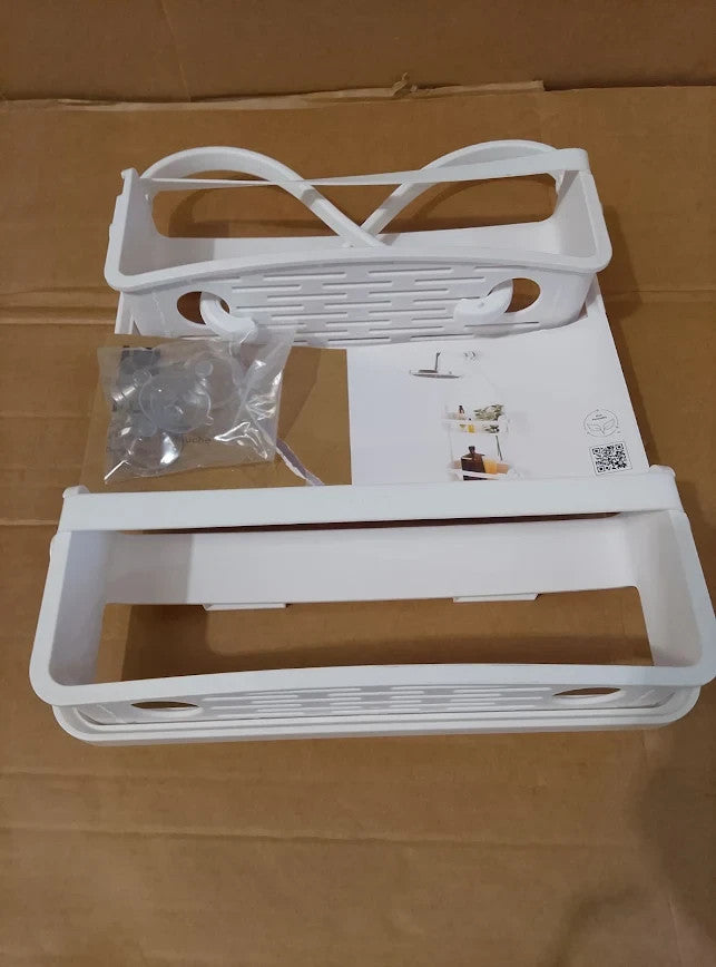 Umbra Flex Hanging Shower Caddy 2 Shelves Bathtub Shelf Bathroom Organizer White