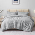 Aisbo Double Duvet Covers Set Grey 3Pcs Bedding Set Double Bed Soft Brushed New