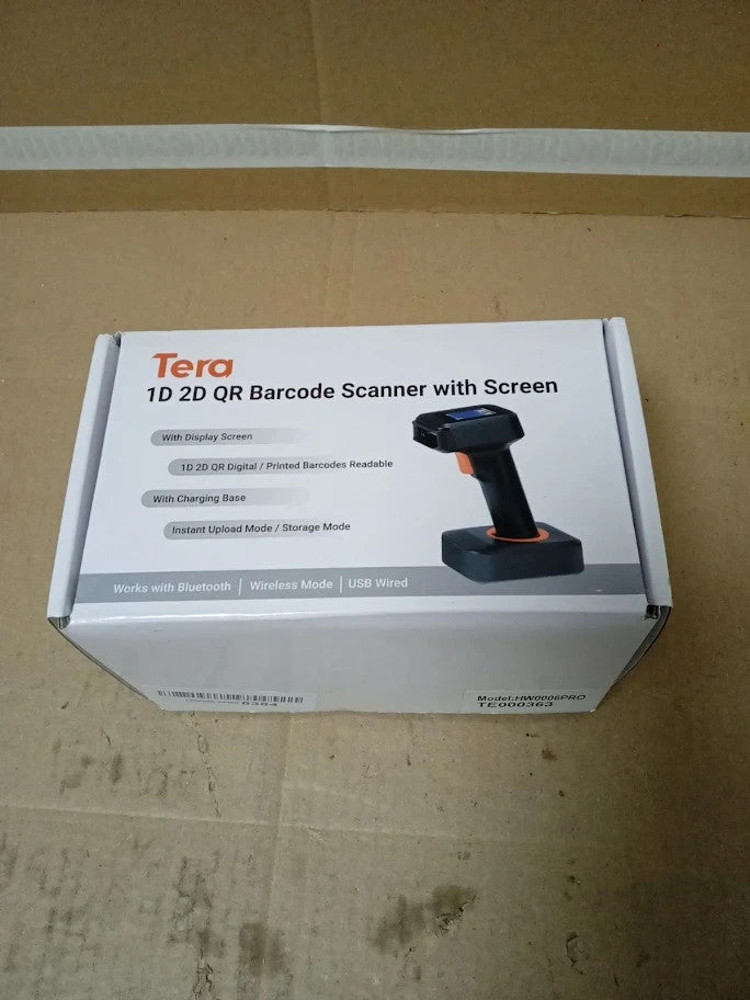 Tera 2D Barcode Scanner Wireless Bluetooth QR Code Scanner Time Display New