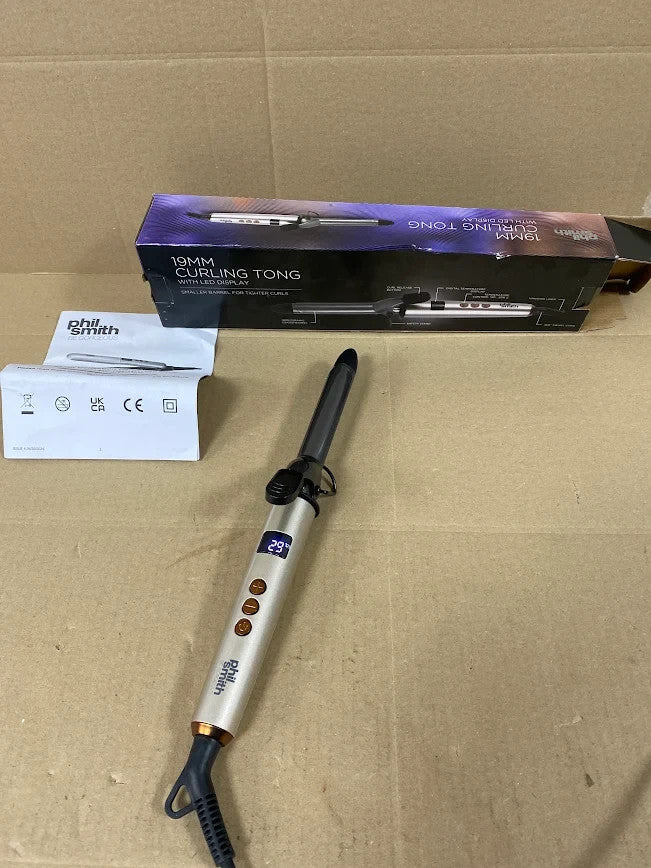 Phil Smith Glamgold 19mm Curling Tong RH806 LED Display Tighter Curls