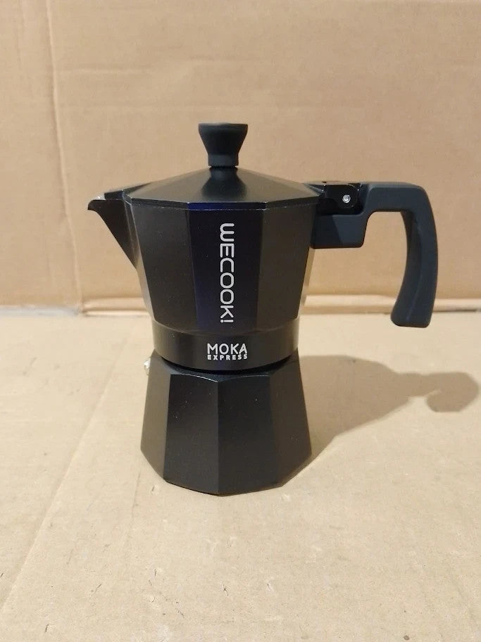 Wecook Bella Black Aluminium Stovetop Espresso Maker Italian Coffee Pot New