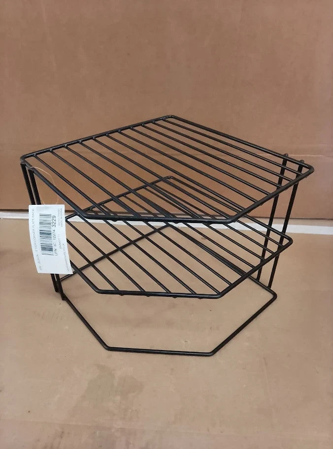 Simplywire 3 Tier Plate Rack Kitchen Cupboard Organiser Black Plastic New