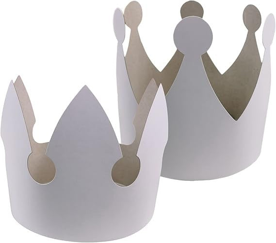 BCreativetolearn Plain White Tall DIY King Queen Royal Paper Crowns Ready New