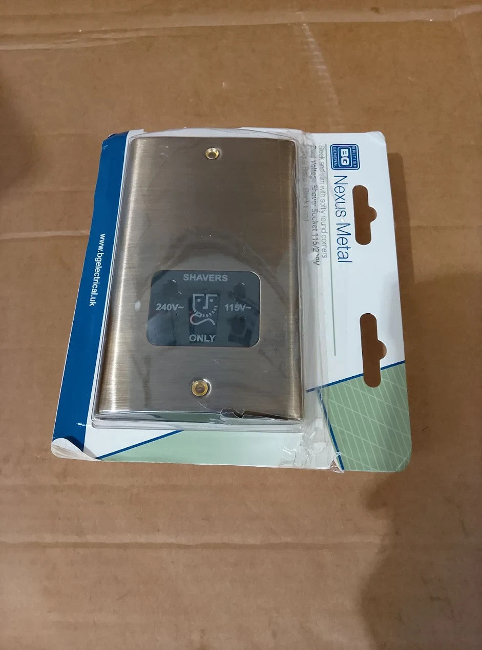 BG Electrical NAB20B Dual Voltage Shaver Socket 2 Pin Antique Brass 115V 240V