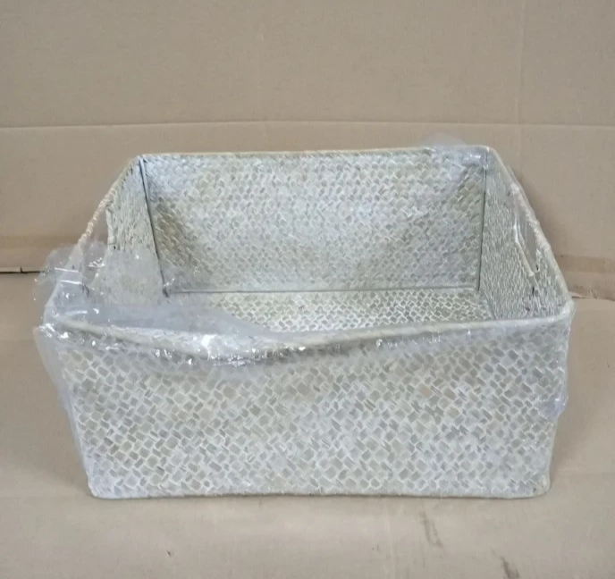 IGNPION Seagrass Multipurpose Storage Basket Large Whitewash Woven Organiser Box