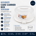 Accurate Carrier Box 30cm Round Cake Holder Lid Handle Lock Clips White Design