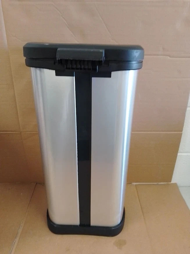 Curver 40 Litre Deco Touch Top Kitchen Bin Silver Waste Lightweight Resin