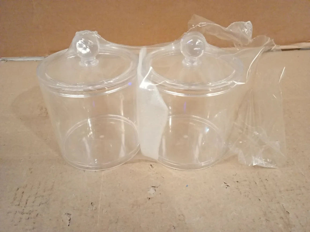 Relaxdays Cotton Swab Storage Container Set 3 Pad Holder Lidded Easy Care