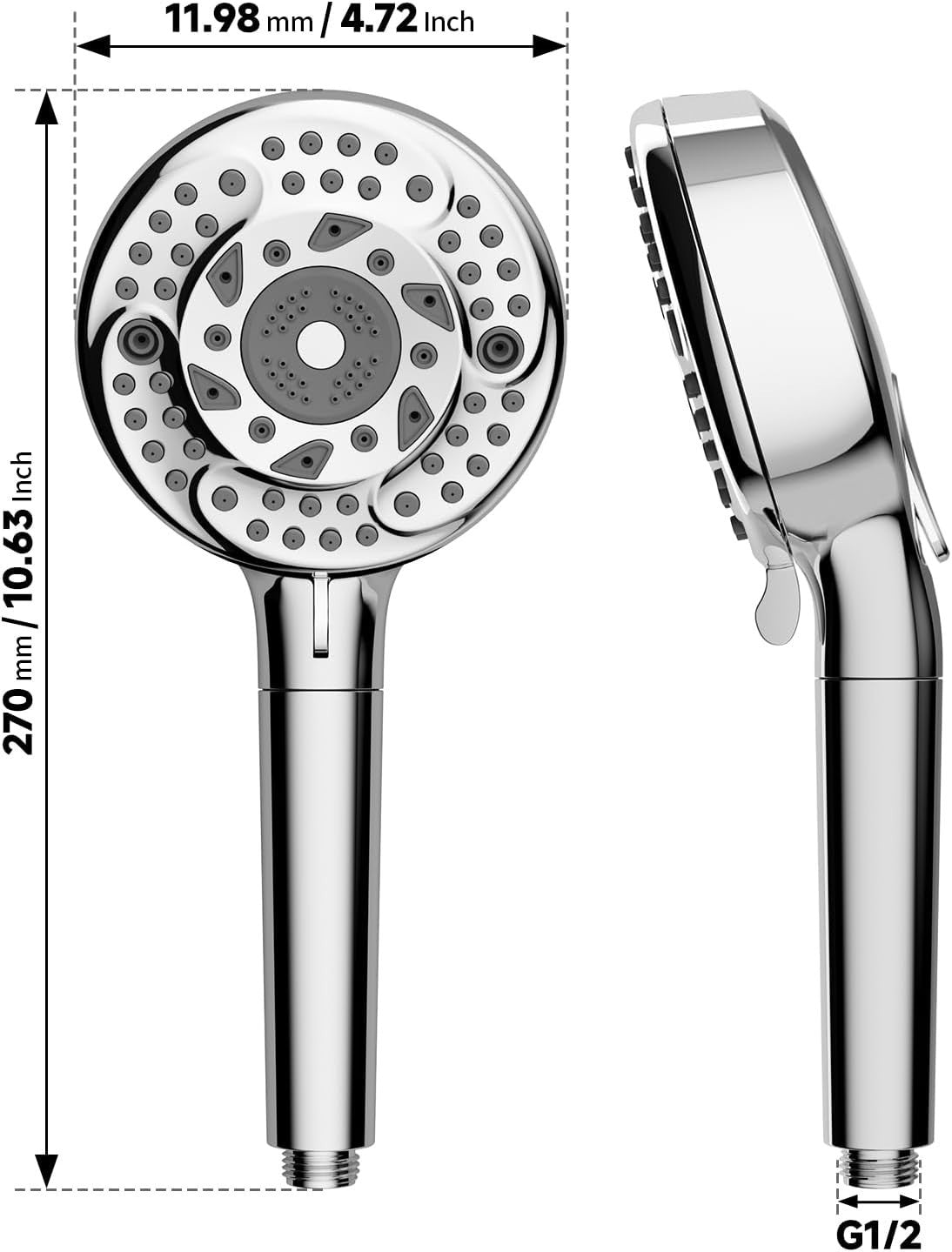Filtered Shower Head Hose 9 Spray Setting High Pressure Filters Chrome New