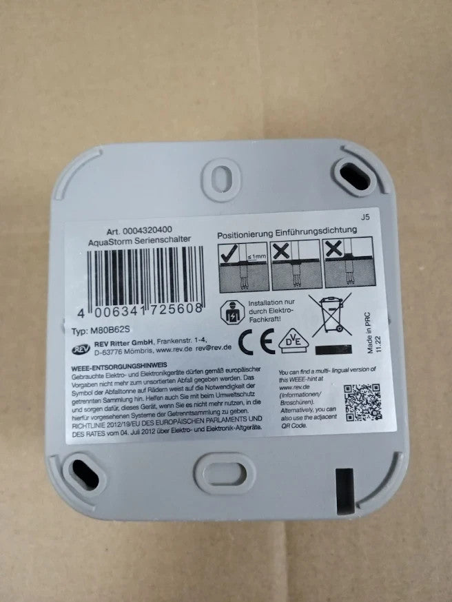 REV AquaStorm IP55 Surface Mounted Light Switch 10A 230V Anthracite Weatherproof