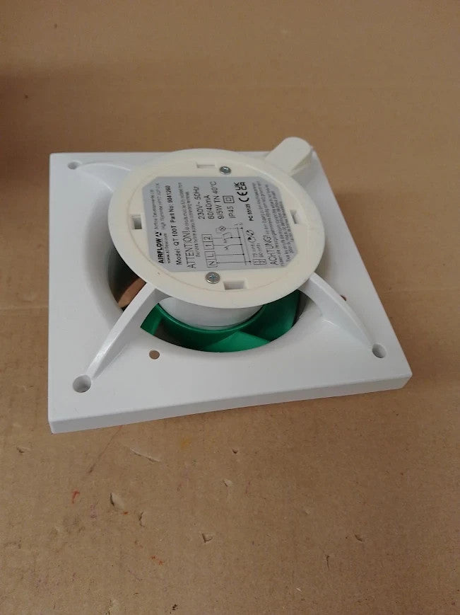 Airflow QT100T Extractor Fan 25 L/s Adjustable Delay Start Timer 13x14.7x14.7cm