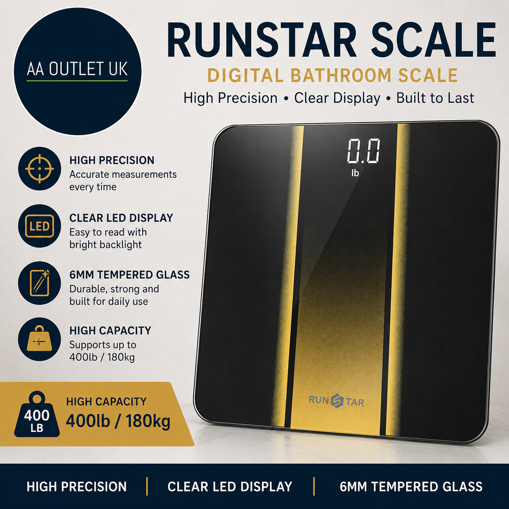 RunStar Scale Body Weight Digital Bathroom Scale High Precision Clear LED