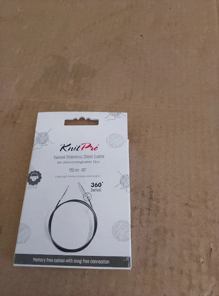 Knitpro Mindful Collection Stainless Steel Black Silver 50in Swivel Cable New