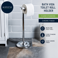 Bath Vida Toilet Roll Holder Floor Standing Chrome Finish Polished Silver