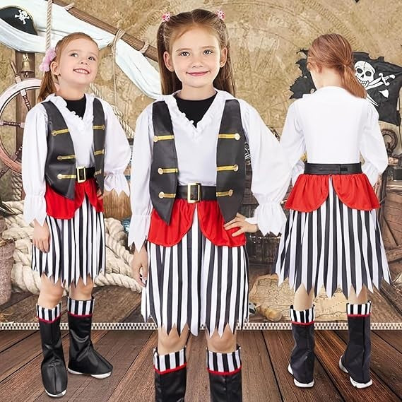 MELAND Pirate Costume Kids Boys Girls Dress Halloween Costumes Up +3 New