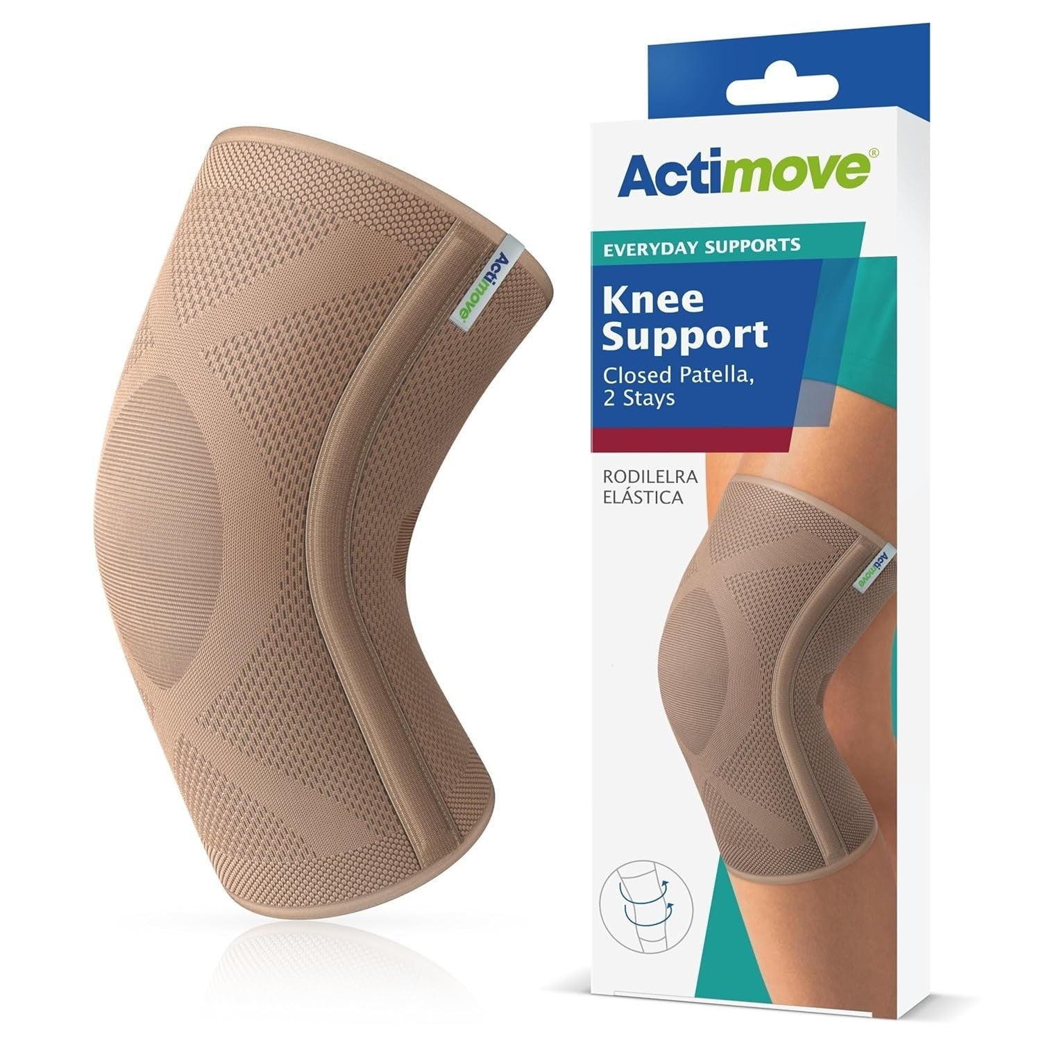 Actimove Knee Support Closed Patella 2 Stays Pain Relief Beige XL Design New