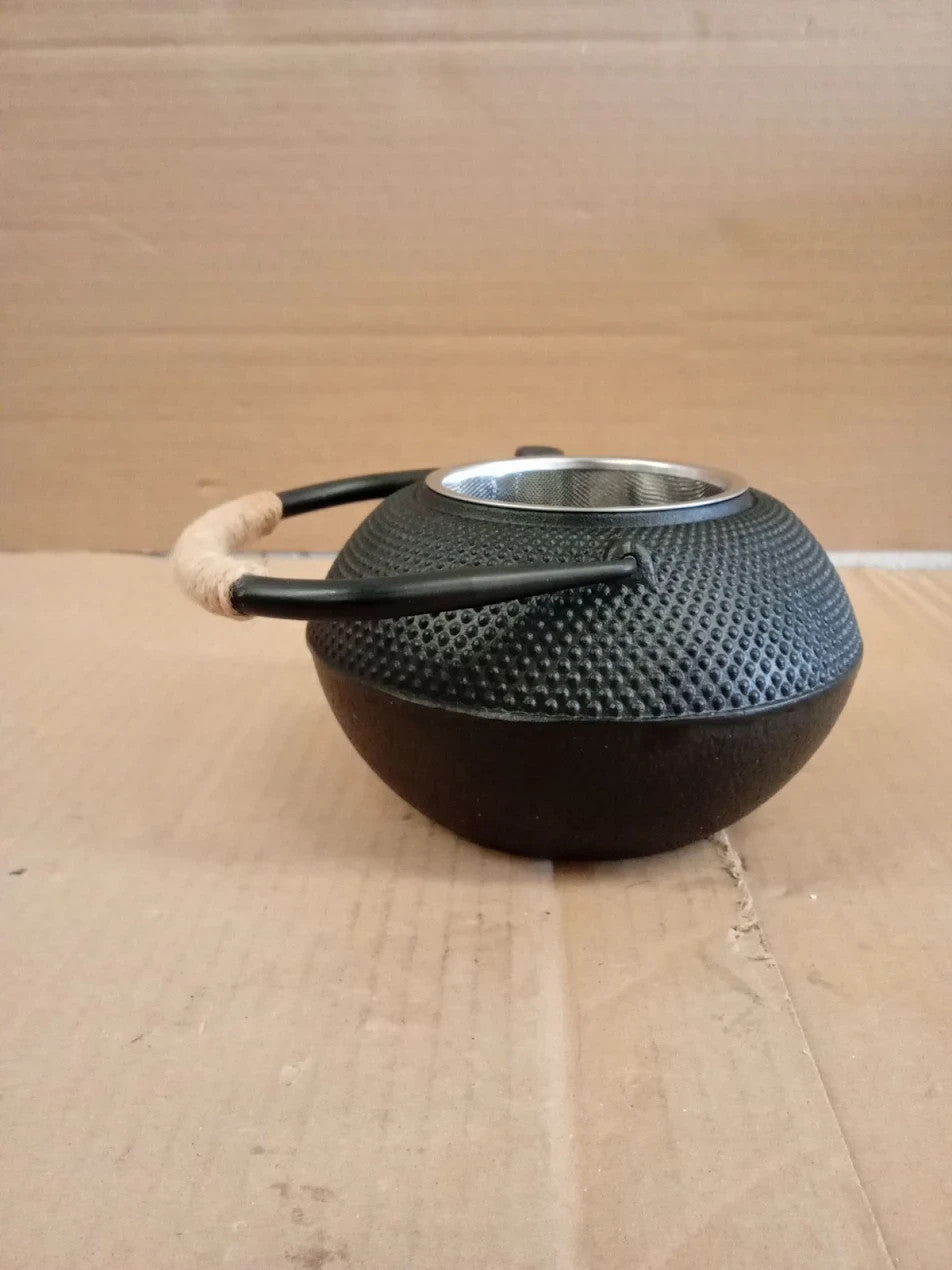 Japanese Tetsubin Cast Iron Tea Kettle Removable Infuser Stove Top 1200ml Black