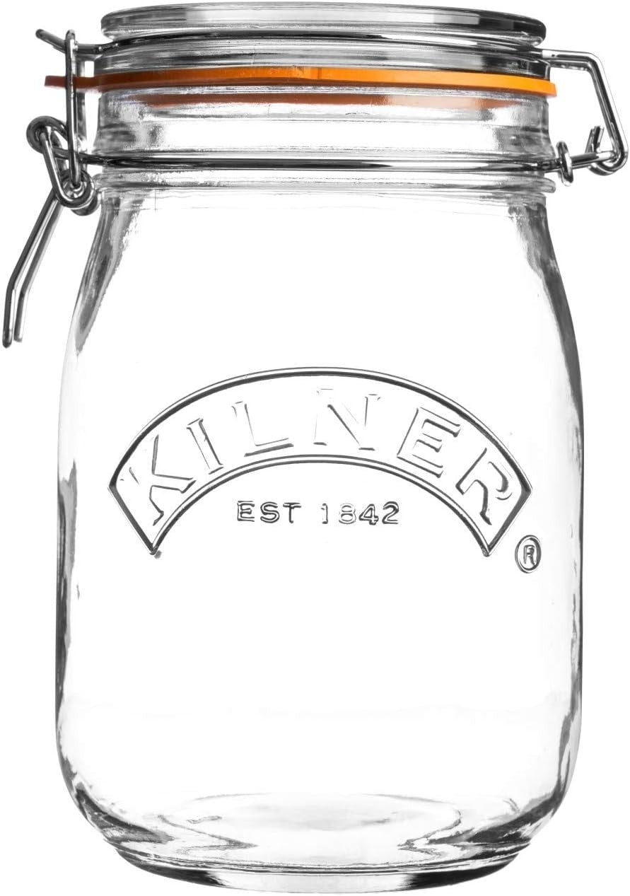 Kilner Clip Top Jar 1L 1000ml Airtight Glass Storage Jar Preserving 8x7in New