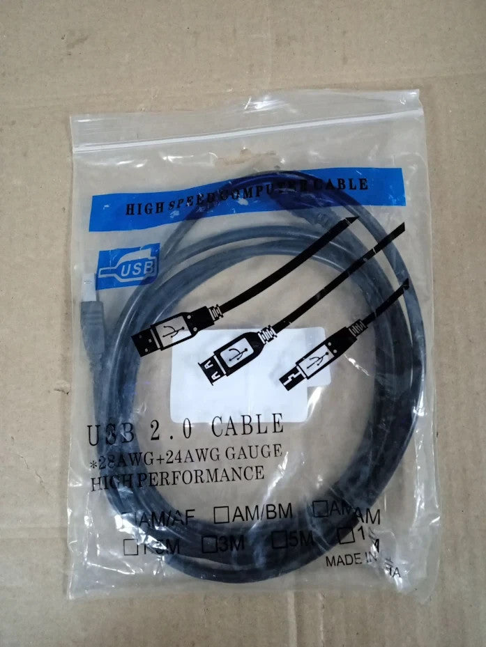 USB Printer Cable 2M 2.0 Type A to Type B High Speed Lead Black Heavy Duty New