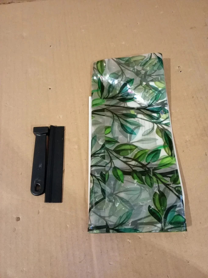 Qualsen Rainbow Window Film Privacy Film Glass Green Leaf Pattern 30x100cm New