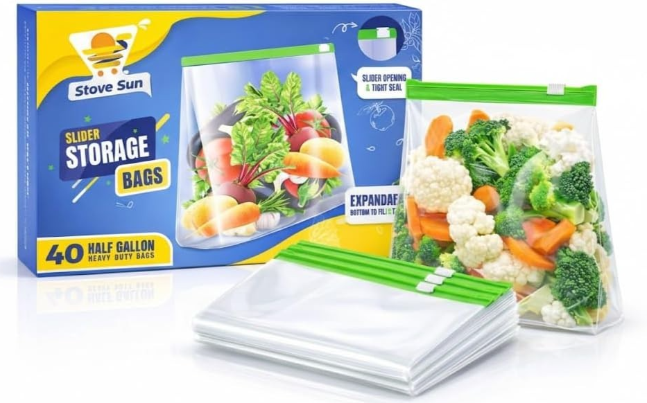 Stove Sun 40 Small Ziplock Freezer Smart Reuseable Food Bags Clear 22x23x3cm New