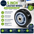 Sourcing Map 5in Caster Wheel Polymer Steel Strong Load Bearing Capacity Black