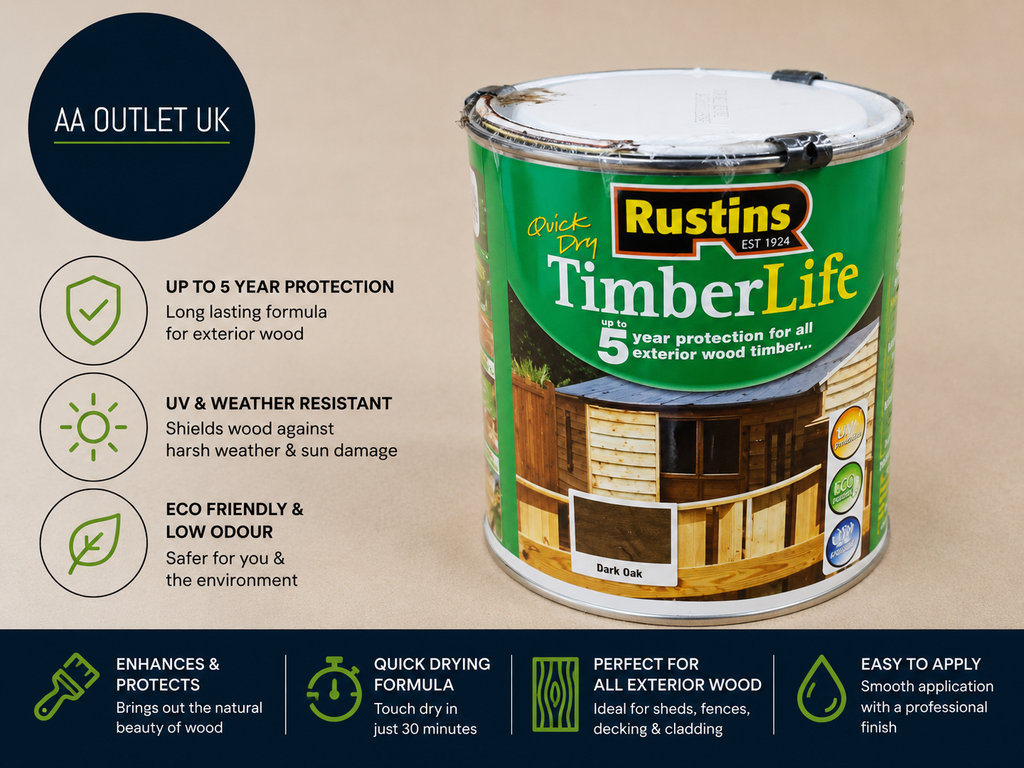Rustins Timberlife Oak Dark Wood Treatment 1L TLDO1000 Superior Protection