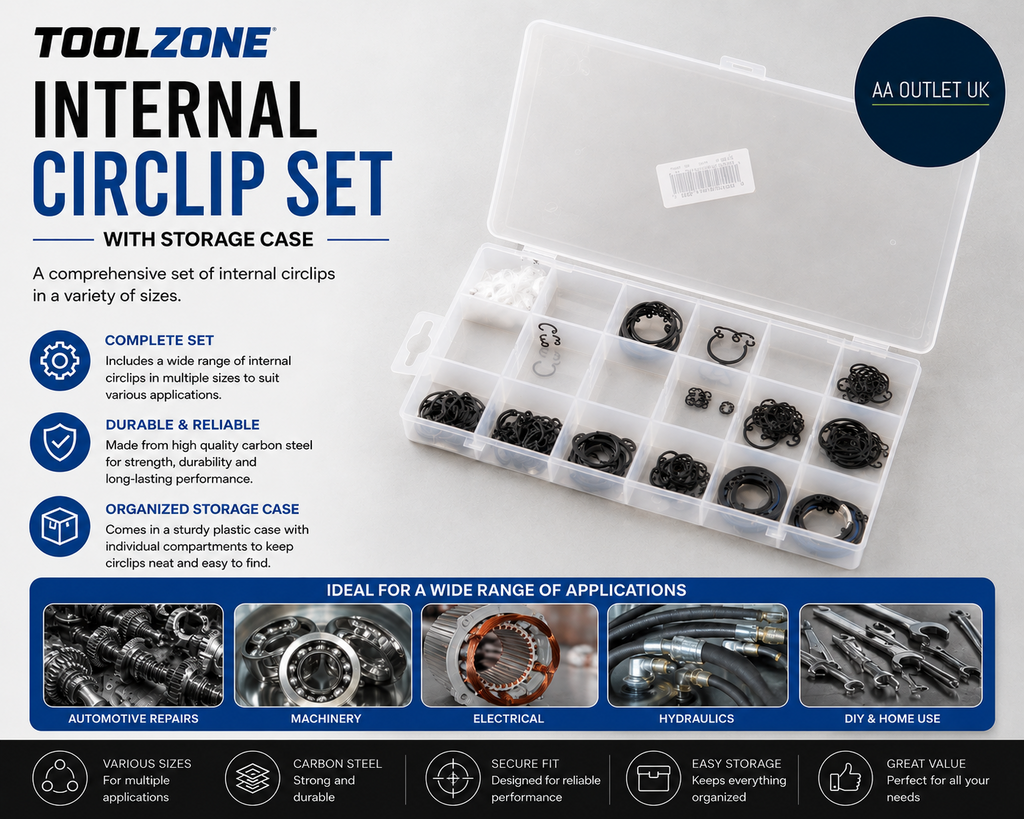 Toolzone Internal Circlip Set With Case Black