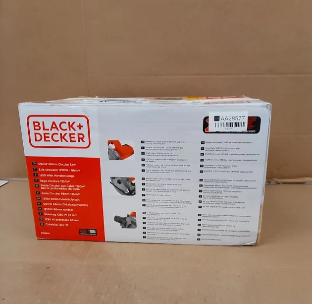 BLACK+DECKER CS1250L GB 1250W Circular Saw 66mm Electric Wood Cutting Design